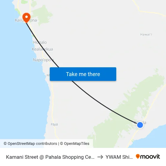 Kamani Street @ Pahala Shopping Center to YWAM Ships map