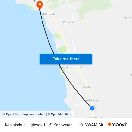 Kealakekua Highway 11 @ Konawaena Road to YWAM Ships map