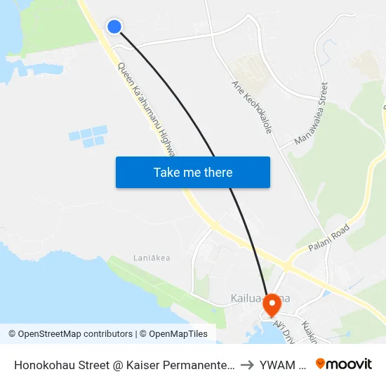 Honokohau Street @ Kaiser Permanente Medical Offices to YWAM Ships map