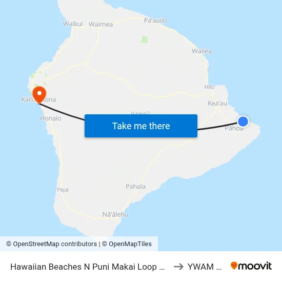 Hawaiian Beaches N Puni Makai Loop And Moano St to YWAM Ships map