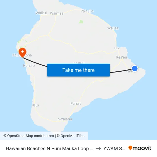 Hawaiian Beaches N Puni Mauka Loop And Ina St to YWAM Ships map