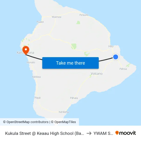 Kukula Street @ Keaau High School (Back Entrance) to YWAM Ships map