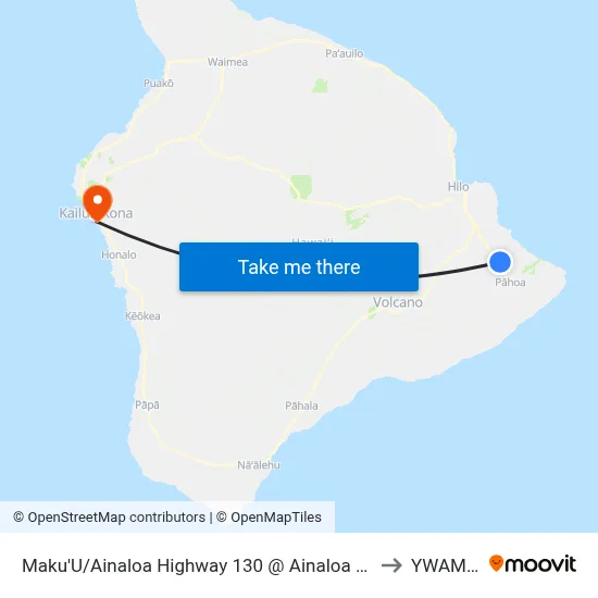 Maku'U/Ainaloa Highway 130 @ Ainaloa Boulevard (Bus Turnout) to YWAM Ships map