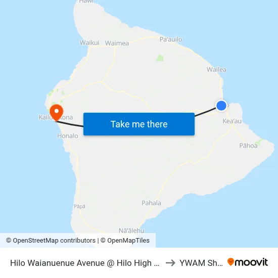 Hilo Waianuenue Avenue @ Hilo High School to YWAM Ships map