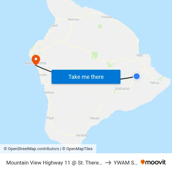 Mountain View Highway 11 @ St. Theresa's Church to YWAM Ships map