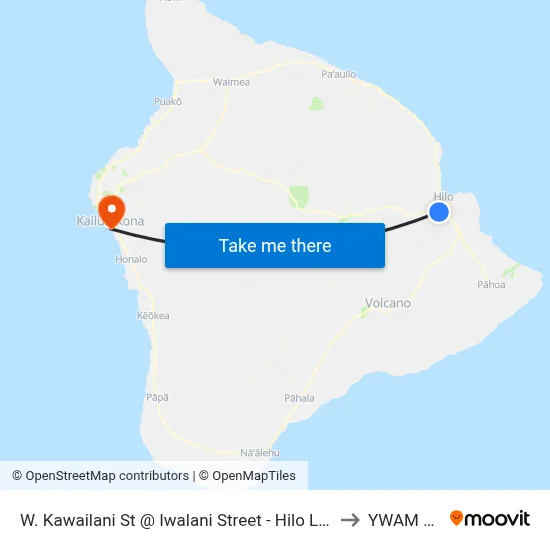 W. Kawailani St @ Iwalani Street - Hilo Life Care Center to YWAM Ships map