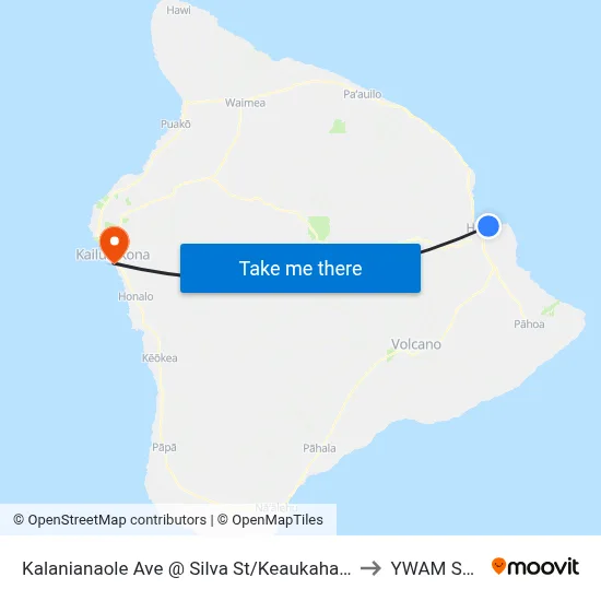 Kalanianaole Ave @ Silva St/Keaukaha Market to YWAM Ships map