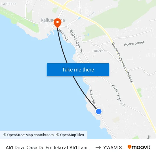 Ali'I Drive Casa De Emdeko at Ali'I Lani Townhomes to YWAM Ships map