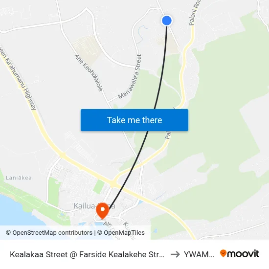 Kealakaa Street @ Farside Kealakehe Street (Across Jack Hall) to YWAM Ships map