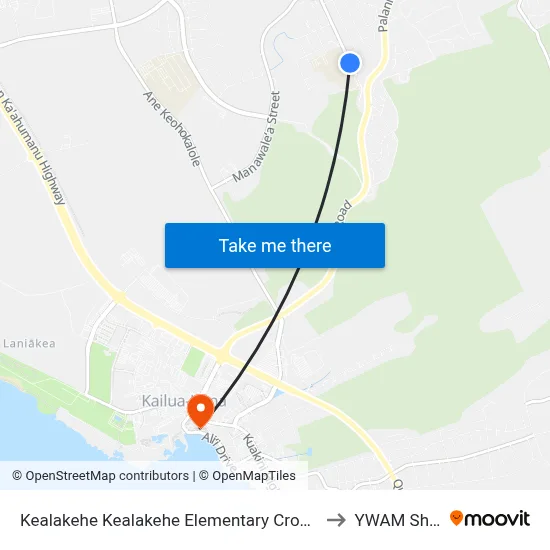 Kealakehe Kealakehe Elementary Crosswalk to YWAM Ships map