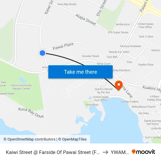 Kaiwi Street @ Farside Of Pawai Street (Friendly Place Commons) to YWAM Ships map