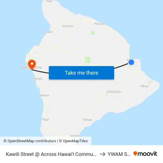 Kawili Street @ Across Hawai'I Community College to YWAM Ships map