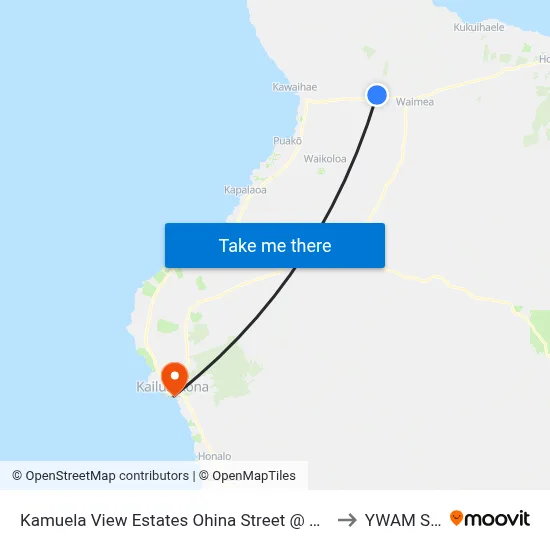 Kamuela View Estates Ohina Street @ Mahua Street to YWAM Ships map