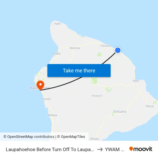 Laupahoehoe Before Turn Off To Laupahoehoe Point to YWAM Ships map