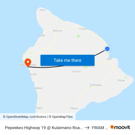 Pepeekeo Highway 19 @ Kulaimano Road (U.S. Post Office) to YWAM Ships map
