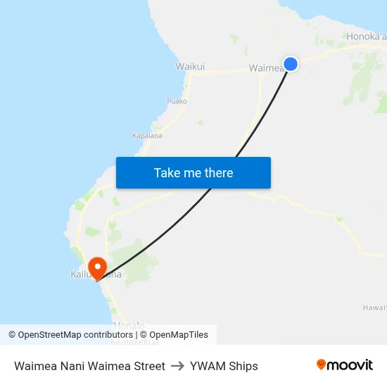 Waimea Nani Waimea Street to YWAM Ships map