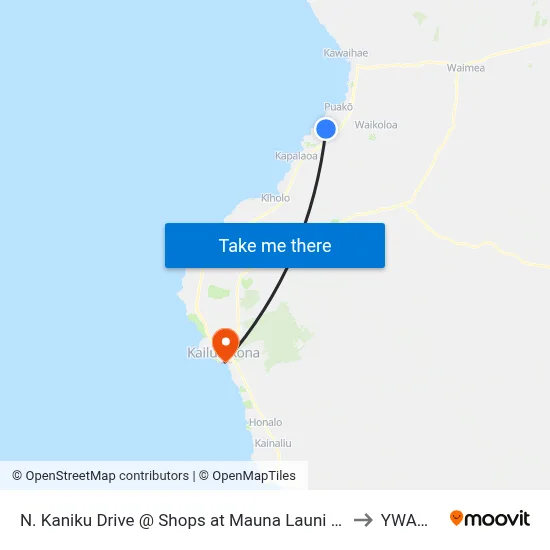 N. Kaniku Drive @ Shops at Mauna Launi (Foodland Farms Entrance) to YWAM Ships map