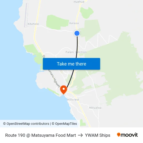 Route 190 @ Matsuyama Food Mart to YWAM Ships map
