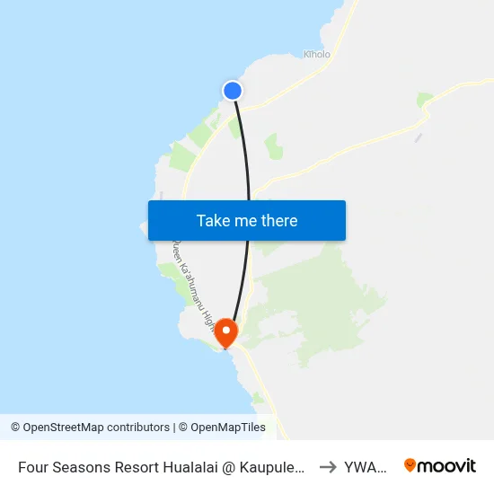 Four Seasons Resort Hualalai @ Kaupulehu Dr (Employee Parking Lot C) to YWAM Ships map