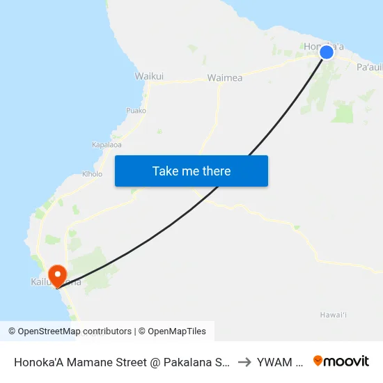 Honoka'A Mamane Street @ Pakalana Street (Nearside) to YWAM Ships map