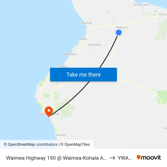 Waimea Highway 190 @ Waimea-Kohala Airport Road (Waimea-Kohala Airport) to YWAM Ships map