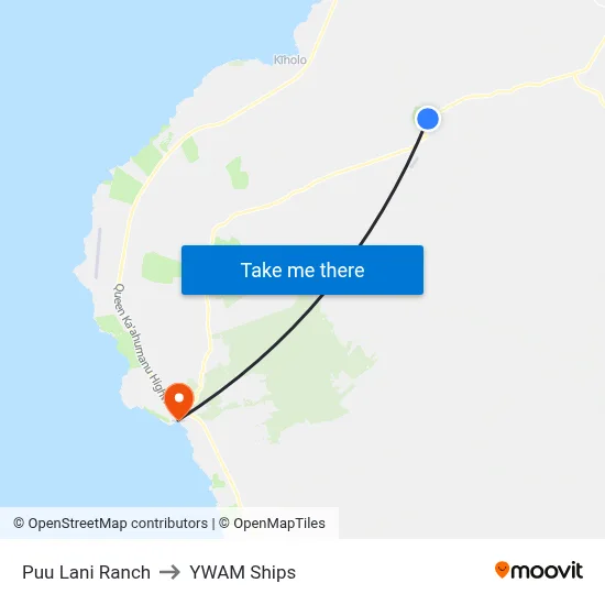 Puu Lani Ranch to YWAM Ships map