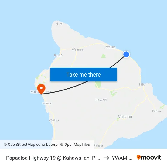 Papaaloa Highway 19 @ Kahawailani Place (Overpass) to YWAM Ships map