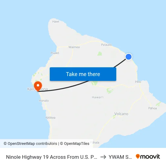 Ninole Highway 19 Across From U.S. Post Office to YWAM Ships map