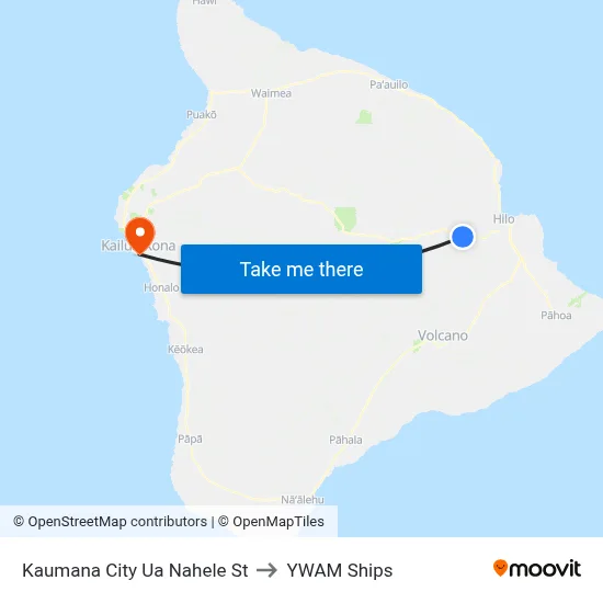 Kaumana City Ua Nahele St to YWAM Ships map