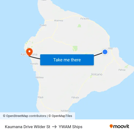 Kaumana Drive Wilder St to YWAM Ships map