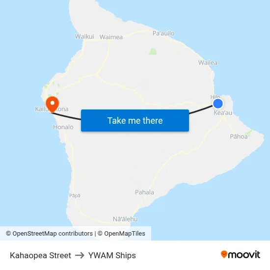 Kahaopea Street to YWAM Ships map