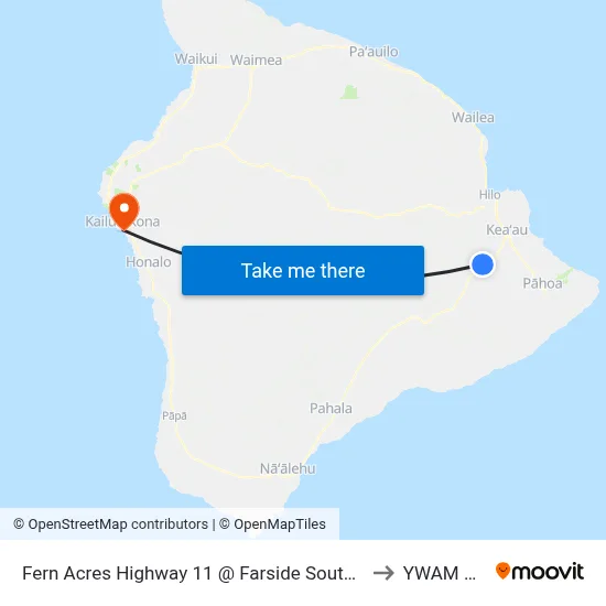 Fern Acres Highway 11 @ Farside South Kulani Road to YWAM Ships map