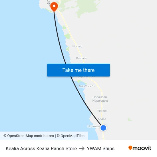 Kealia Across Kealia Ranch Store to YWAM Ships map