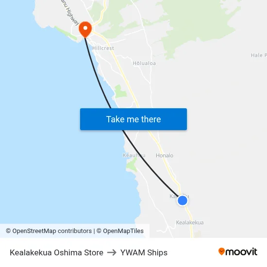 Kealakekua Oshima Store to YWAM Ships map