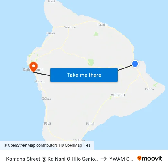 Kamana Street @ Ka Nani O Hilo Senior Center to YWAM Ships map