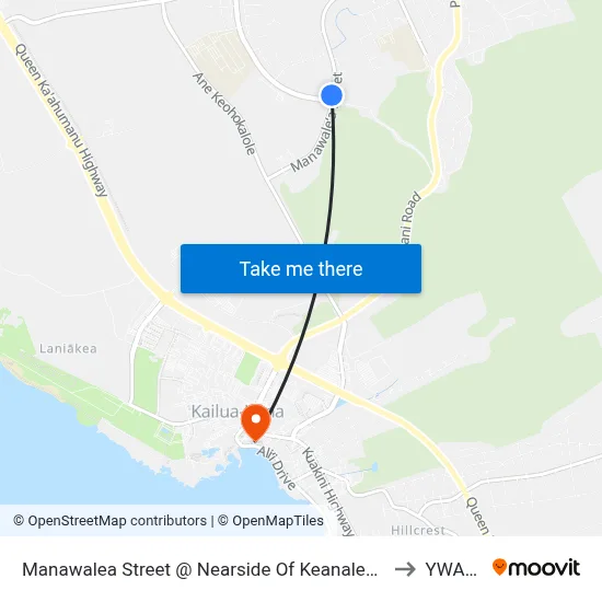 Manawalea Street @ Nearside Of Keanalehu Drive (La‘I‘Ōpua Community Center) to YWAM Ships map