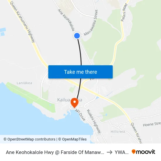 Ane Keohokalole Hwy @ Farside Of Manawalea Street (Lei Kupuna/Lei Ohana) Housing to YWAM Ships map