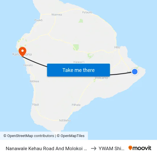 Nanawale Kehau Road And Molokoi Rd to YWAM Ships map