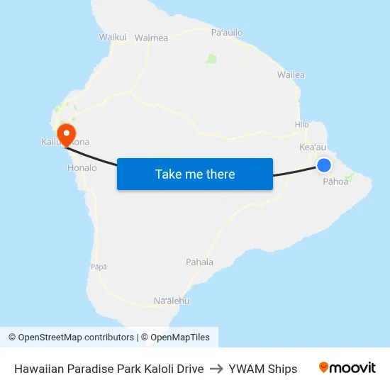 Hawaiian Paradise Park Kaloli Drive to YWAM Ships map