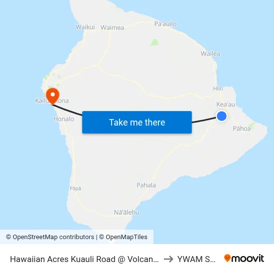 Hawaiian Acres Kuauli Road @ Volcano Road to YWAM Ships map