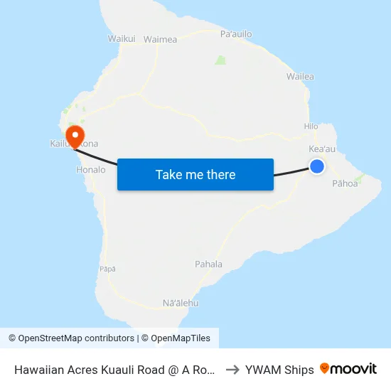 Hawaiian Acres Kuauli Road @ A Road to YWAM Ships map