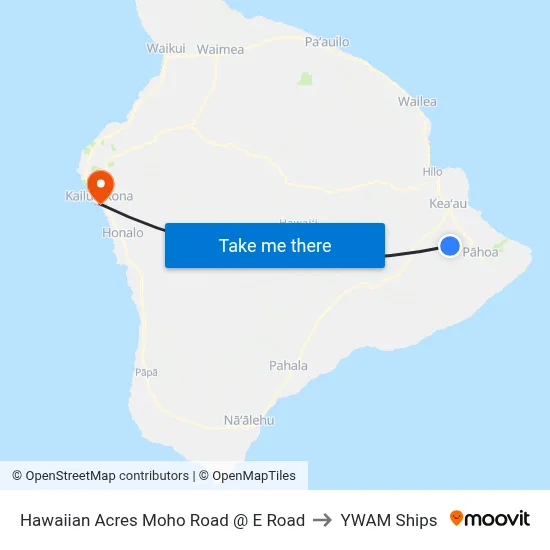 Hawaiian Acres Moho Road @ E Road to YWAM Ships map