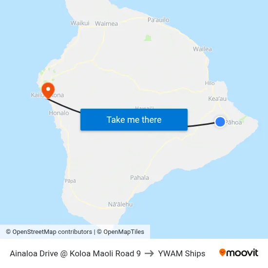 Ainaloa Drive @ Koloa Maoli Road 9 to YWAM Ships map