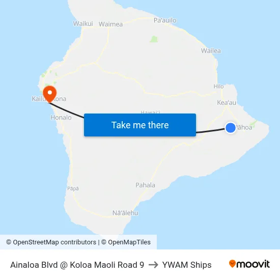 Ainaloa Blvd @ Koloa Maoli Road 9 to YWAM Ships map