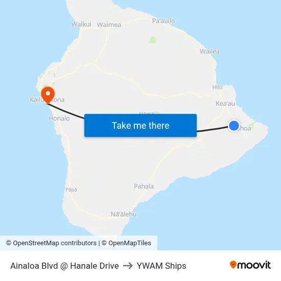 Ainaloa Blvd @ Hanale Drive to YWAM Ships map