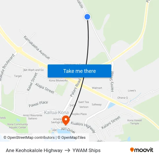 Ane Keohokalole Highway to YWAM Ships map