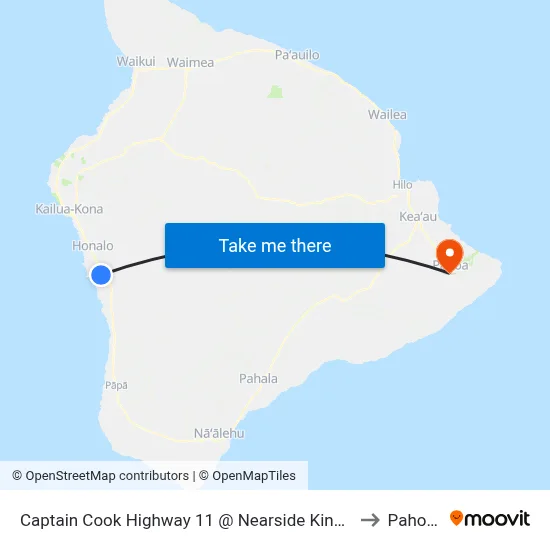Captain Cook Highway 11 @ Nearside Kinue Road (Across Rodney Yano Memorial Hall) to Pahoa, Hawaii map