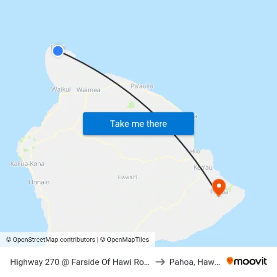 Highway 270 @ Farside Of Hawi Road to Pahoa, Hawaii map