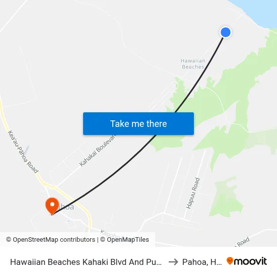 Hawaiian Beaches Kahaki Blvd And Puni Makai Loop S to Pahoa, Hawaii map