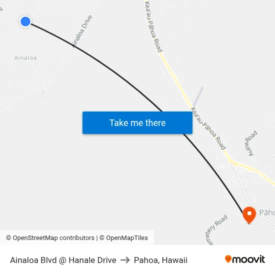 Ainaloa Blvd @ Hanale Drive to Pahoa, Hawaii map